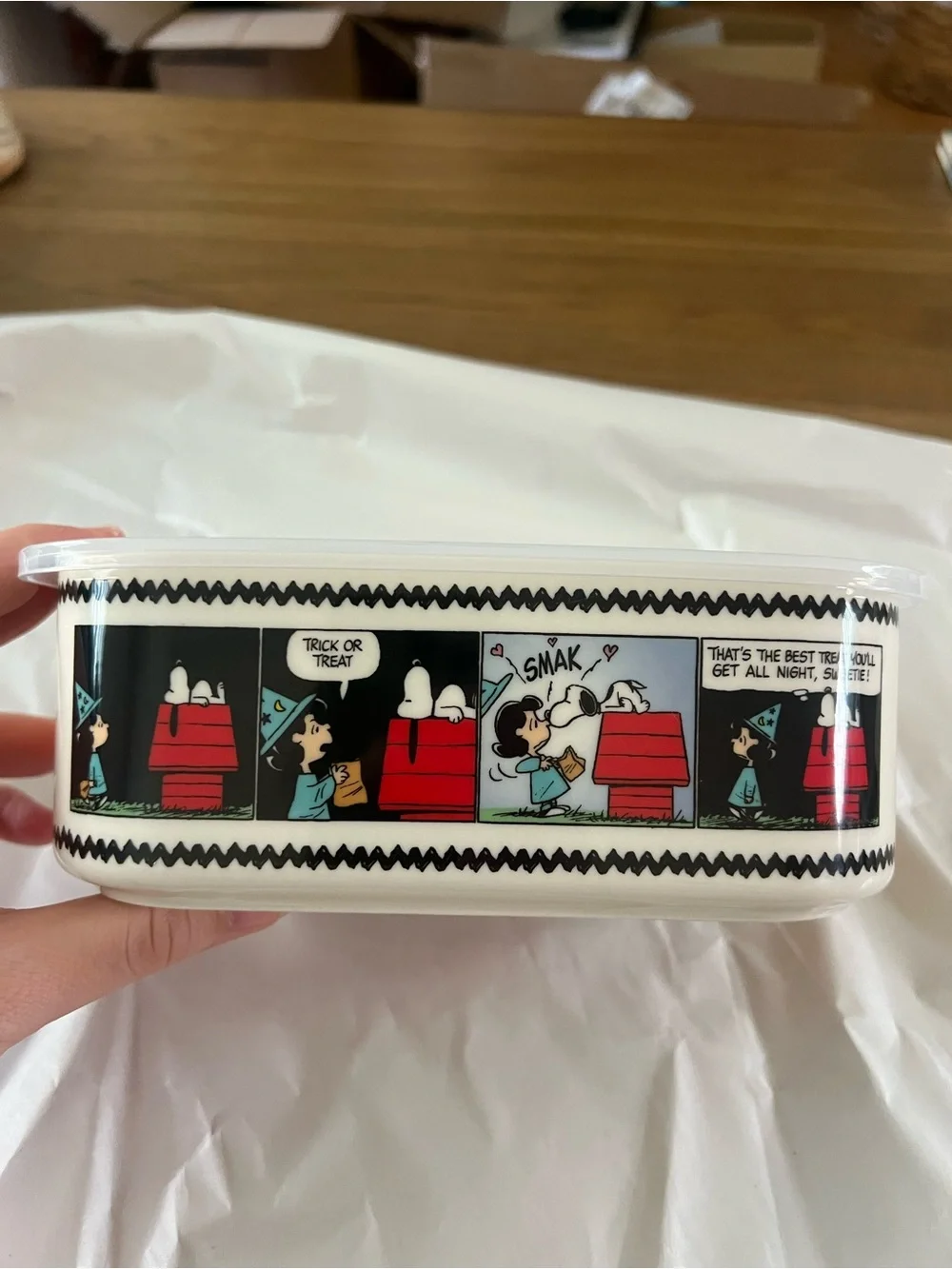 Peanuts Stoneware Lunch Box with Orange Trick or Treat Band